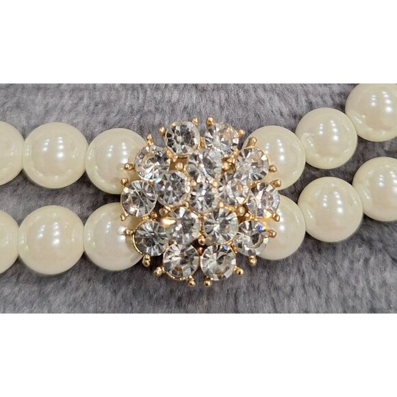 NWT Charter Club Choker Necklace Faux Pearl & Rhinestone 3-Strand New - Picture 5 of 5